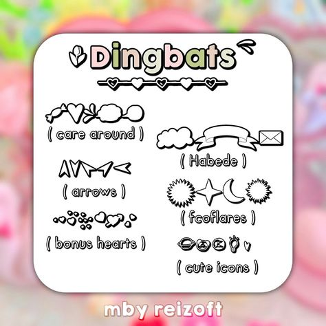 Dafont Dingbats, Font Combos Dafont Aesthetic, Indie Pack, Dingbats Fonts, Dafont Fonts, Paint Font, Font Pack, Graphic Shapes Design, Phone Photo Editing