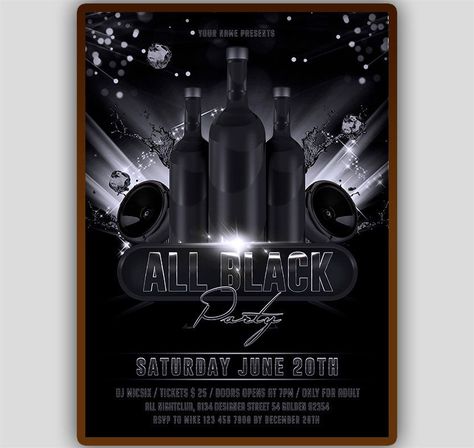 black party flyer all black party invitation, black party flyer, all black affair invite, black night flyer, all black club party flyer design, blackout flyer WE EDIT AND YOU PRINT We can change colors, texts, fonts We can add, remove elements We can add your own picture We will send you the customized file within 24 hours by email excluding weekends Orders placed on weekends will be sent by email on Monday If you need rush order, please contact us first. Size: 5x7 inches You will receive two... Festa All Black, All Black Affair, All Black Party, Party Flyer Design, Club Party Flyer, Party Dress Inspiration, How To Make Invitations, Party Flyer Template, Girls Night Party