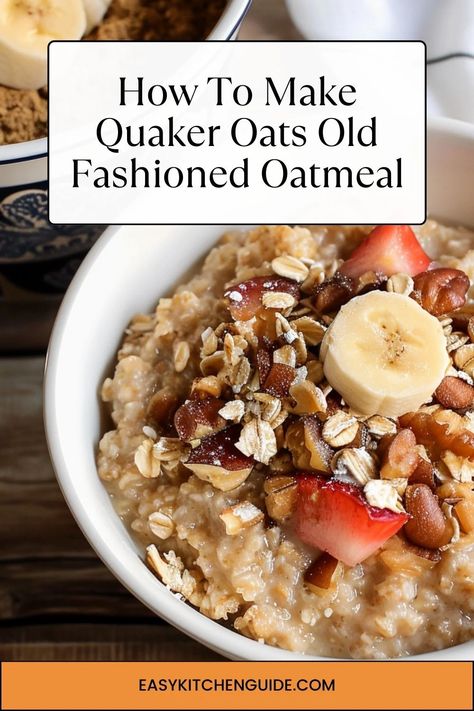 Discover the perfect recipe for How To Make Quaker Oats Old Fashioned Oatmeal – a hearty breakfast choice for a wholesome start. Quaker Old Fashioned Oats Recipes, How To Cook Old Fashioned Oats, Old Fashioned Oats Recipes Breakfast, Quaker Oats Recipes, Quaker Oats Oatmeal, Homemade Instant Oatmeal, Quick Oatmeal, Quaker Oatmeal, Oats Recipes Breakfast