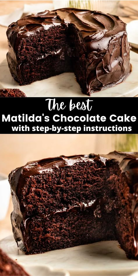 Matilda Chocolate Cake, One Bowl Chocolate Cake, One Layer Cake, Chocolate Cake Layers, Malt Shop, Chocolate Cake Recipe Moist, Funnel Cakes, Chocolate Fudge Frosting, Chocolate Cake Recipe Easy