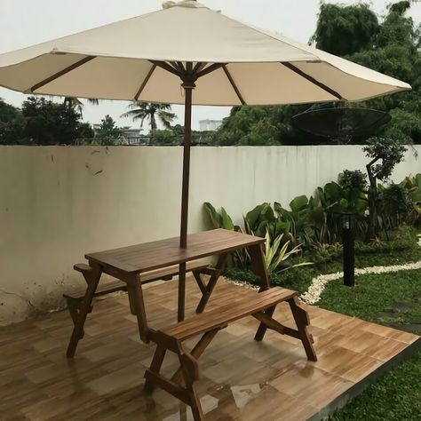 Indonesian Furniture, Kursi Cafe, Teak Chairs, Furniture Sofa, Interior Garden, Rattan Chair, Garden Furniture, Patio Umbrella, Teak