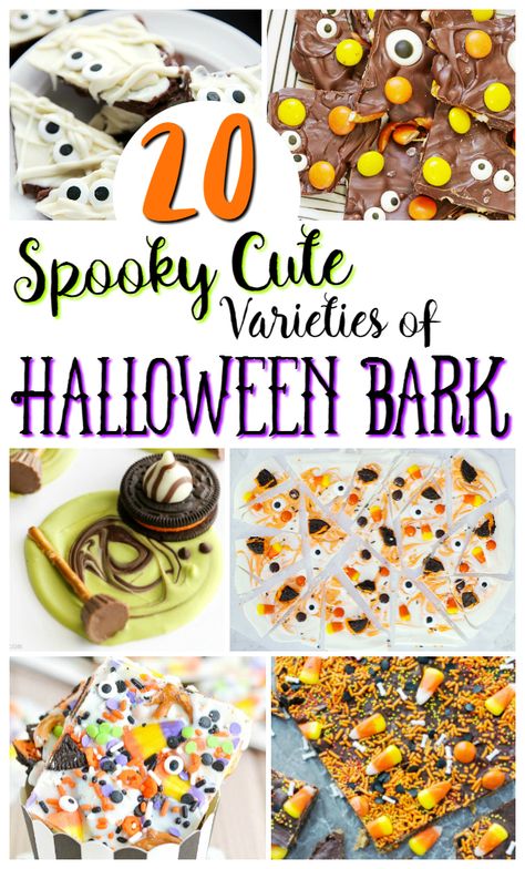 Easy Fall Dessert Bark, Halloween Chocolate Bark Recipes, Boo Bark Recipe, Halloween Bark Candy, Bark Candy Recipes, Halloween Bake Sale, Halloween Candy Bark Recipes, Organize Ribbon, Bread Creative