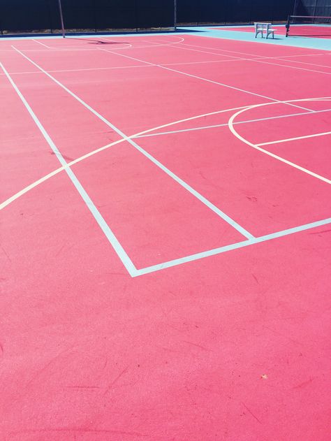 Madonna Inn's pink & blue tennis & basketball courts Pink Basketball Court, Pink Basketball Aesthetic, Basketball Court Pictures, Ac Villager, Tennis Wallpaper, Angel Reese, Pink Board, Basketball Background, Pink Basketball