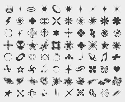 2000s Symbols, Y2k Shapes Png, Pink Floyd Wallpaper Iphone, Retro Symbols, Space Symbols, Y2k Vector, Y2k Shapes, Vector Motifs, Streetwear Fashion Design