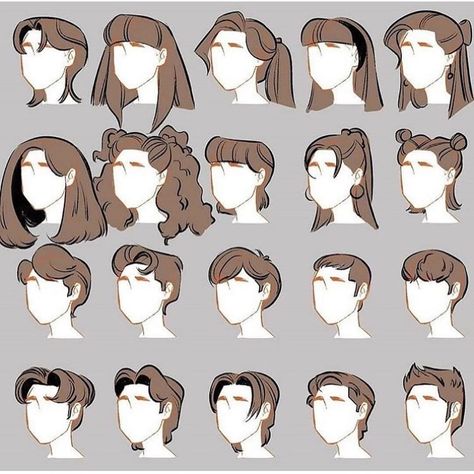 Random Hairstyles Drawing, Hairstyles For Women Drawing Reference, Drawn Hair Reference, Cartoon Hair Tutorial, Ponytail Drawing Reference Front View, Straight Hairstyles Drawing, Hair Styles Drawings, Art Hair Reference, How To Draw Cartoon Hair