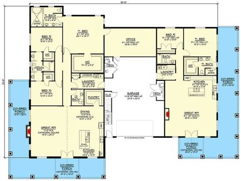 Barndominium With Theater Room, Breezeway Connecting Guest House, Building Onto A House, Floor Plans With 2 Offices, Barndominium Multifamily, Floor Plan With Greenhouse, Office Off Living Room French Doors, Barndominium With Mother In Law Quarters, Floor Plans With Guest House