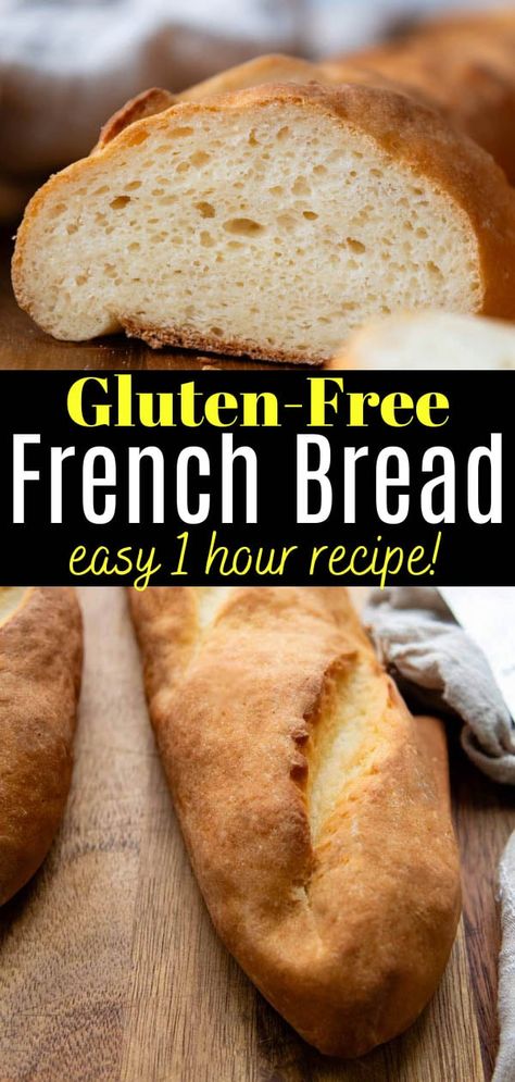 Crusty, Airy Gluten-Free French Bread (1 Hour) Bread 1 Hour, Gluten Free French Bread, Gluten Free Benefits, Homemade Gluten Free Bread, Gluten Free Sourdough, Gluten Free Recipes Bread, Homemade Gluten Free, Gluten Free Eating, Gluten Free Recipes Easy