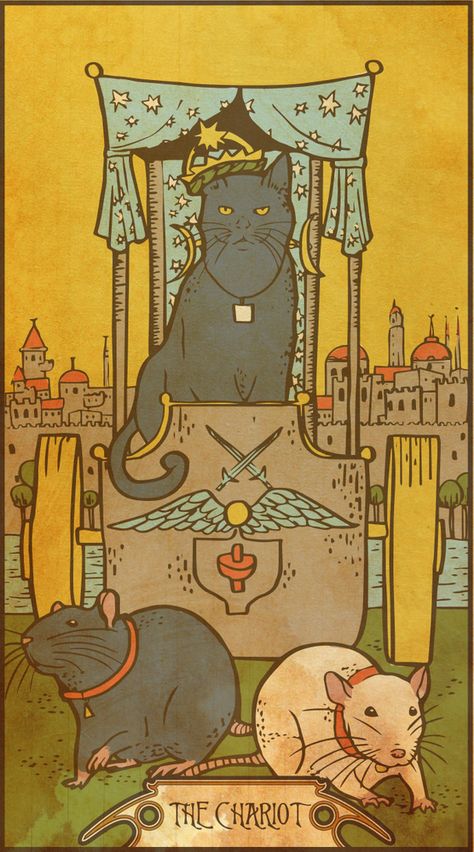 Muroidea Rat Tarot- The Chariot Art Print by Midio - X-Small Chariot Tarot, The Chariot Tarot, Tarot Major Arcana, Tarot Cards Art, Love Tarot, Tarot Art, Cat Cards, Reading Tarot Cards, Major Arcana