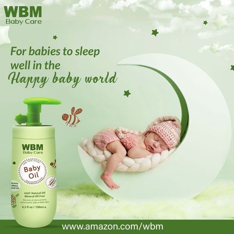 Happy Babies are those who enjoy good sleep and here is where WBM Baby Care Baby oil comes in! Give your baby a relaxing massage with WBM Baby Care Baby’s oil before putting them to sleep so to make their world a Happy Baby World! Shop Now: https://amzn.to/3nhC7Vf #wbmbabycare #wbmbaby #babycare #babiescare #wbmbabycarebabyoil #babyoil #oils #wbmbabycareoil #HappyBabyWorld Baby Ads, Baby Balm, Baby Products Packaging, Skincare Products Photography, Infographic Poster, Baby Soap, Graphic Design Course, Baby Massage, Baby Skin Care