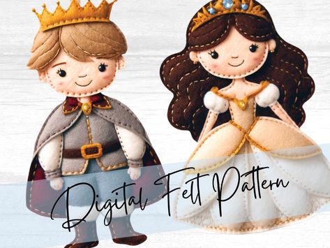 Felt Royalty Pattern - Create Felt Prince, Princess, King, Queen, Lord or Lady for Ornaments or Busy Books Silent Book, Busy Books, Diy Felt, Felt Board, Fabric Glue, Felt Diy, Busy Book, Quiet Book, Imaginative Play