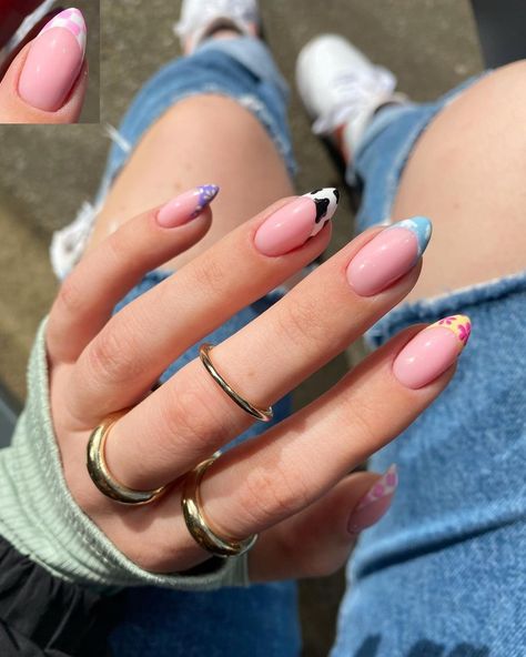 22 Nails, Match Nails, Mix Match Nails, Wedding Nail Art Design, Minimal Nails, Simple Acrylic Nails, Nail Art Wedding, Pastel Nails, Nails Coffin