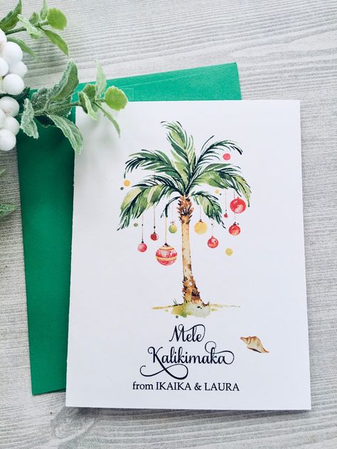 Palm Tree Christmas Cards, Tropical Christmas Card, Hawaiian Christmas Cards, Beachy Christmas Cards, Tropical Christmas Cards, Palm Tree Christmas, Tree Christmas Cards, Beach Christmas Card, Christmas Palm Tree