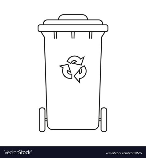 Garbage Can Drawing, Trash Bin Drawing, Dustbin Drawing, Earth Day Drawing, Line Art Black And White, Alphabet Letter Templates, Outline Pictures, Line Art Black, Recycle Symbol