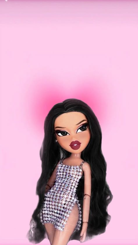 Bratz Doll Aesthetic, Wallpaper Baddie, Bratz Wallpaper, Aesthetic Doll, Monster High Makeup, Baddie Wallpaper, Doll Backgrounds, Bratz Aesthetic, Black Bratz Doll