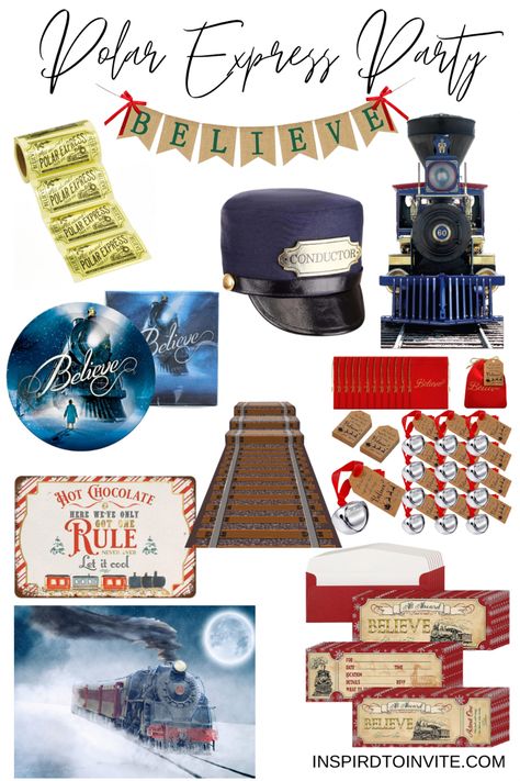 All aboard for the Polar Express Christmas Party! #polarexpressparty #polarexpress #christmaspartyideas #christmaspartydecorations #christmaspartydecor #christmaspartytheme Polar Express Games For Kids, Polar Express Christmas Ornaments, Polar Express Pajama Party, Polar Express Themed Christmas Party, Polar Express Theme Birthday Party, Polar Express Preschool Party, Polar Express Decorations Classroom, Polar Express Theme Decoration, The Polar Express Party