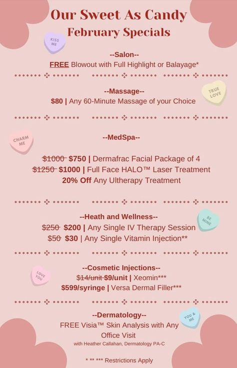 Valentines Specials, Valentine Offers, Skincare Massage, Med Spa Marketing, Spa Specials, Spa Marketing, Spa Room Decor, Massage Business, Health And Wellness Center