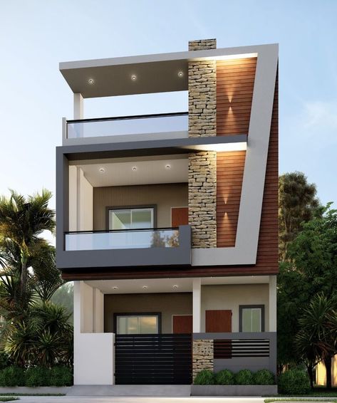 house front elevation designs - Building and Interiors FACADE ELEVATION: Plot size - 20 Feet x 50 Feet Facing of the plot - South Number of floors - 2 Location - Indore Type of building - Residential building Material specification – Sand Plaster Work, Exterior Paint, Texture, Celling Light, Glass Railing, Wooden tiles and Stone Work. For More Detail Call On 91110 88801/ 02/03 or visit https://samasthiticonstructions.com/ #Residential & #Commercial #Building #elevation #Design # Commercial Building Elevation, Building Elevation Design, Home Front Elevation, Residential Commercial Building, House Front Elevation, South Facing House, Building Front Designs, Modern Bungalow Exterior, Building Design Plan