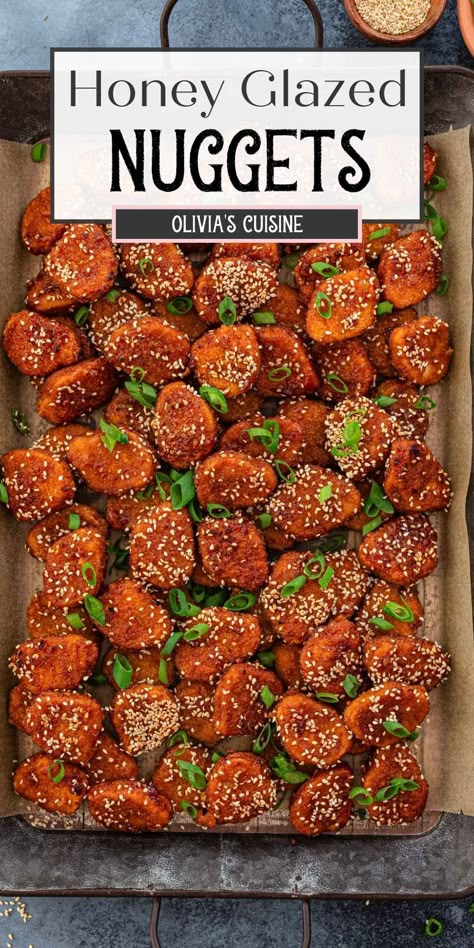 Tyson Chicken Nuggets Recipes, Recipes That Use Chicken Nuggets, What To Do With Chicken Nuggets, Chicken Nugget Recipes Dinners, Honey Garlic Glazed Chicken, Garlic Glazed Chicken, Chicken Nuggets Sauce, Healthy Chicken Nuggets, Tyson Chicken