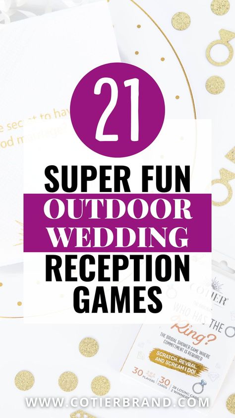 Looking for fun outdoor wedding reception games? You've come to the right place! Here at Cotier, we know just how to keep your guests happy! Wedding Reception Games For Guests, Hosting Hacks, Reception Games, Wedding Reception Games, Bridal Shower Activities, Unique Bridal Shower, Outdoor Wedding Reception, Bridal Show, Bridal Shower Games