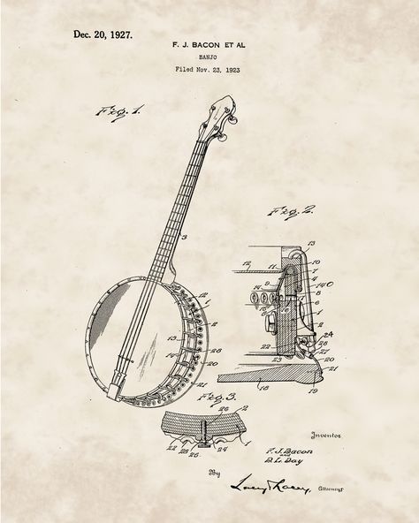 Banjo Drawing, Banjo Tattoo, Drawing Pin, Blue Prints, Hand Art Drawing, Hand Drawing, Banjo, Drawing Art, Abstract Prints