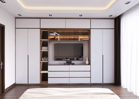 Bedroom Cabinet With Tv Ideas, Tv Unit And Wardrobe Design, Wardrobe With Television, Wordroab With Tv Unit, Tv Cabinet With Wardrobe Master Bedrooms, Almari Design Bedroom With Tv, Almirah With Tv Cabinet, Wardrobes With Tv Unit, Tv Almirah Designs