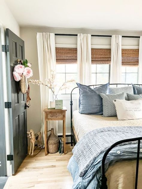 Wake up to the beauty of spring - Get inspired to create a colorful oasis Spring Farmhouse Bedroom, Add Color To Bedroom, Cozy Spring Bedroom Ideas, Bedroom Spring Decor, Spring Bedroom Decor 2023, Spring Refresh Home, Magnolia Bedroom Ideas, Spring Bedding Bedroom, Cottage Bedroom Decor Ideas