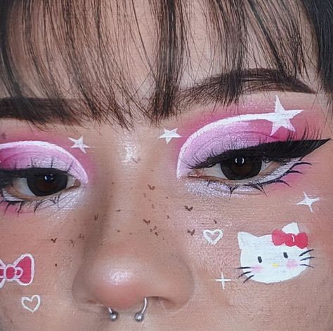 𝐡𝐞𝐥𝐥𝐨 𝐤𝐢𝐭𝐭𝐲 Hello Kitty Make-up, Dark Brown Makeup, Maquillage Halloween Simple, Bold Eyeshadow, Kitty Makeup, Dag Make Up, Elegantes Makeup, Mekap Mata, Rave Fits