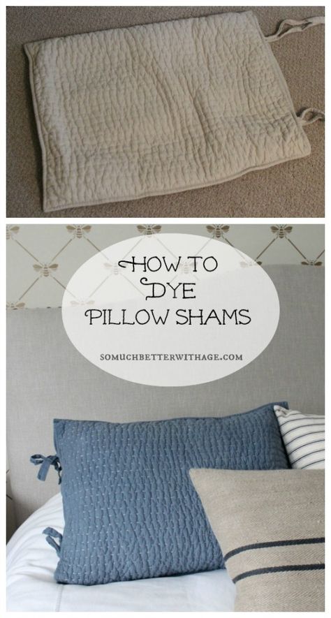 Diy Pillow Shams, Bedskirts, Dyed Pillows, French Vintage Decor, Diy Pillow, Crackle Painting, King Size Quilt, Simple Pictures, Indigo Colour