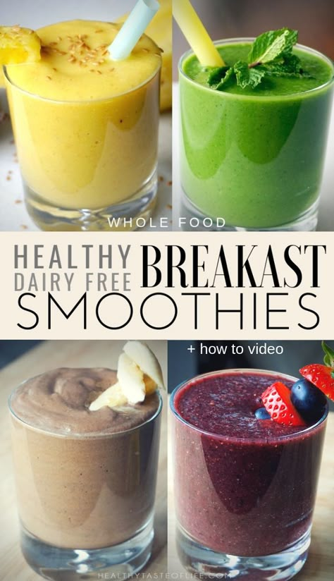 Healthy Dairy Free Breakfast Smoothie Recipes | Healthy Taste Of Life Dairy Free Breakfast, Vegan Breakfast Smoothie, Free Smoothie Recipes, Low Carb Granola, Dairy Free Smoothies, Smoothie Fruit, Smoothie Recipes Healthy Breakfast, Dairy Free Breakfasts, Breakfast Smoothie Recipes