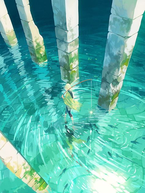 An offering. – New artbook available now on preorder Water Anime Art, Water Fantasy Art, Water Anime, Yuumei Art, Have Inspiration, Fantasy Art Landscapes, Hayao Miyazaki, Arte Fantasy, Art And Illustration