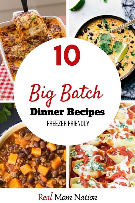 Batch Dinner Recipes, Family Meals Vegetarian, Family Meals Healthy, Family Vegetarian Meals, Batch Meals, Meals Vegetarian, Big Family Meals, Big Family Dinner, Freezable Meals