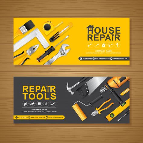 Construction tools banner design templat... | Free Vector #Freepik #freevector #freebackground #freeinfographic #freebanner #freebrochure Construction Banner, Banner Design Layout, Banner Design Inspiration, Leaflet Design, Construction Tools, Banner Template Design, Web Banner Design, Business Cards Creative, Web Banner