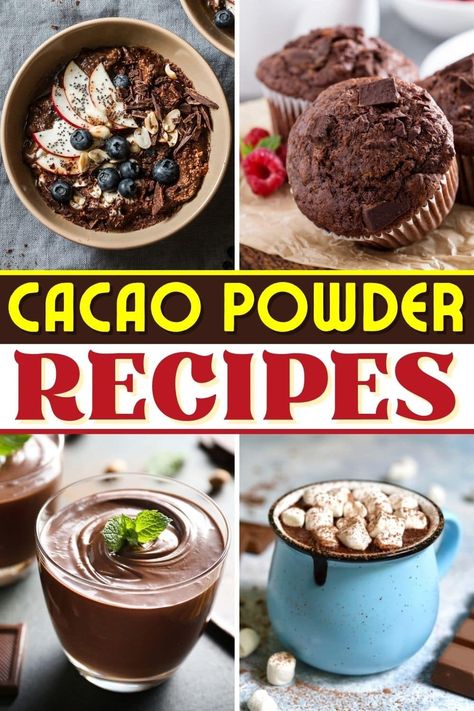 Chocolate lovers unite! These cacao powder recipes are crazy-delicious, possibly unexpected, and seriously chocolatey. They're even a little healthy! Navitas Cacao Powder Recipes, Cocao Bliss Recipes, Carob Recipes, Cacao Powder Recipe, Cacao Benefits, Sugar Addict, Vegan Chocolate Cookies, Cacao Smoothie, Cocoa Powder Recipes