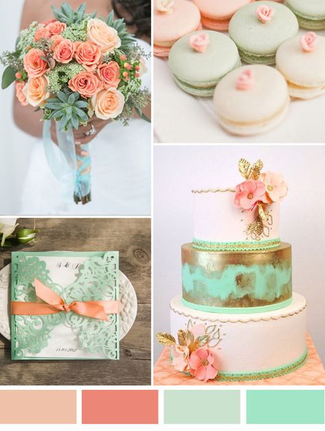 Seafoam Green Wedding, Mint Coral Wedding, Coral Wedding Themes, Coral Wedding Colors, Green Wedding Decorations, Once Upon A Dream, Wedding Mint Green, Spring Bridal Shower, Sage Green Wedding