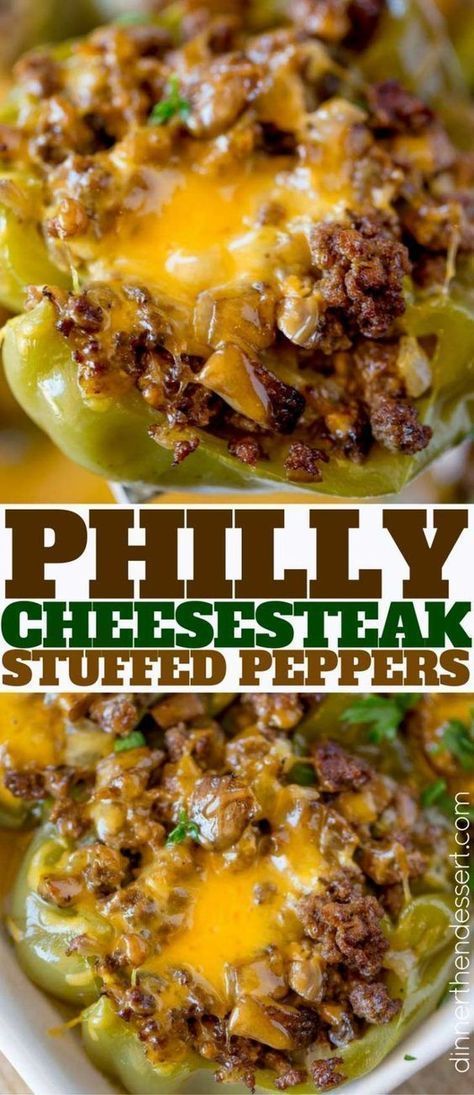 Philly Cheesesteak Stuffed Peppers Philly Cheesesteak Stuffed Peppers, Cheesesteak Stuffed Peppers, Bell Pepper Recipes, Philly Cheesesteak, God Mat, Philly Cheese Steak, Deilig Mat, Peppers Recipes, Beef Dinner