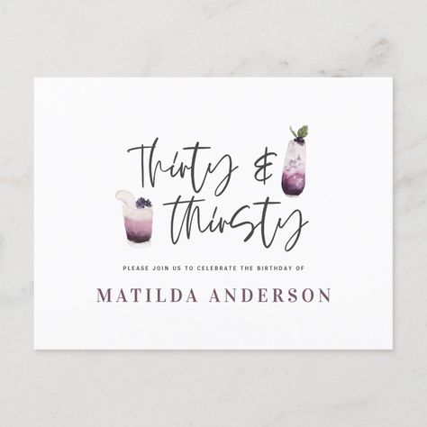 Black 30th Birthday Party, Thirty And Thirsty, 30th Birthday Banner, 30th Birthday Themes, Thirtieth Birthday, Wine Rose, 30th Birthday Party Invitations, Halloween Birthday Invitations, 21st Birthday Invitations