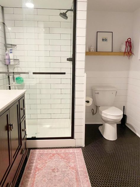 Diy Basement Bathroom, Basement Bathroom Design, Basement Bathroom Remodeling, Bathroom Addition, Shower Stool, Pretty Bathrooms, Tiny House Bathroom, Boys Bathroom, Basement Bathroom