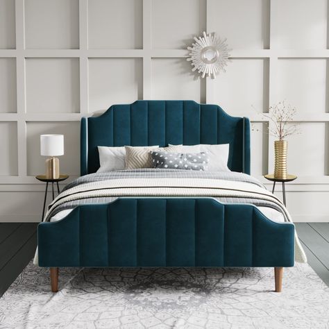 PRICES MAY VARY. Dimension&Mattress Size: 86.6”× 60.6”× 46.4”; Mattress for 60”× 80”; Max capacity: 800 lbs Advantage Quality: The bed is made of durable solid wood covered by luscious velvet fabrics. Upholstered Wingback Headboard: The Curved Upholstered Headboard with Wingback is filled with a soft PP Sponge. The modern color and special shape rich your room in the sample and unique style. Easy to Assemble: No further tools are needed for this metal bed frame. It only takes about 30 mins for a Queen Size Bed Frame, Velvet Bed Frame, Best Platform Beds, Velvet Upholstered Bed, Queen Size Platform Bed, Wingback Headboard, Queen Size Bed Frames, Queen Bed Frame, Inspire Me Home Decor