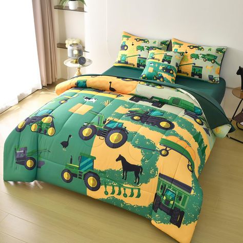 PRICES MAY VARY. 【What You Get】This 6 Pieces construction truck twin bedding set includes 1* Twin Comforter 68”x89“ (173x228cm), 1* Fitted Sheet 39“x75”(99x190cm)+14“, 1* Flat Sheet 66“x96”(167x244cm), 2* Pillowcases 19“x27”(50x70cm), 1 Cushion Cover: 18"x18"(45x45cm). 【Car Theme Design】This twin size comforter sets combines elements of farm truck excavator, using the latest 3D printing technology and realistic graphic design,creating comfy sleeping environment and providing cloud-like feelings Tractor Bedding, Tractor Bed, Construction Bedding, Twin Size Comforter, Twin Bedding, Twin Comforter Sets, Twin Bed Sets, Twin Comforter, Kids Bedroom Sets