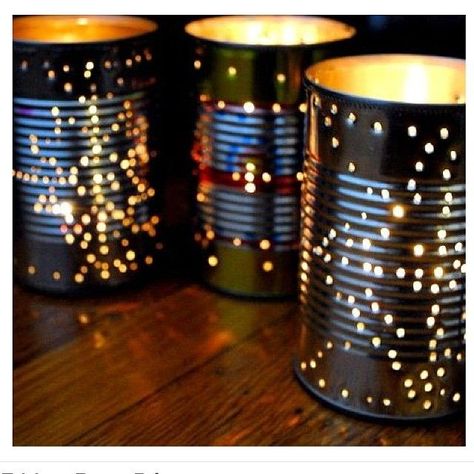 Tin Can Lights, Can Lanterns, Tin Can Lanterns, Indoor Camping, Diy Outdoor Lighting, Bonfire Party, Deco Champetre, Camping Birthday Party, Summer Party Decorations