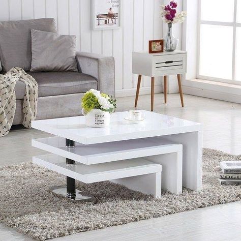 White Tables, Centre Table Design, Meja Sofa, Center Table Living Room, Coffee Table Design Modern, White Coffee Table, Contemporary Living Room Furniture, Bright Living Room, Top Furniture