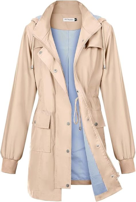 Amazon.com: PITINAN Long Rain Coats for Women Waterproof Plus Size Rain Jacket Light Portable Womens Rain Coats Waterproof With Hood Caramel XXL : Clothing, Shoes & Jewelry Rain Jackets For Women, Old Lady Dress, Body Aesthetics, Front Flip, Wind Coat, Autumn Jacket Women, Rain Coats, Hood Design, Waterproof Rain Jacket