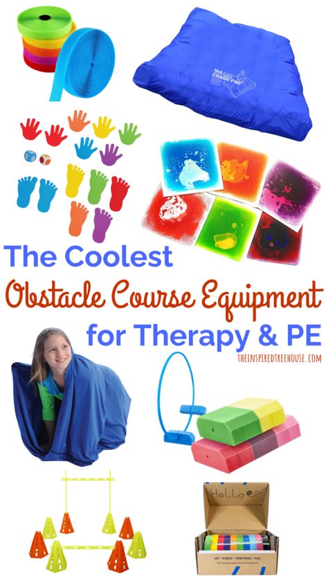 Image of obstacle course equipment items for occupational therapy, physical therapy, or physical education Gross Motor Activities For Kids, Indoor Obstacle Course, Occupational Therapy Kids, Multi Sensory Learning, Gross Motor Activity, Pe Teacher, Pe Class, Pediatric Physical Therapy, Motor Planning