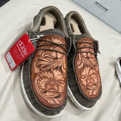 Long X Trading Co Custom Hey Dudes Size 11 Retail $275 New! Western Hey Dudes, Cute Hey Dudes, Custom Hey Dudes, Square Toe Western Boots, Western Gifts, Western Apparel, Hey Dude Shoes, Hey Dudes, Three Cats