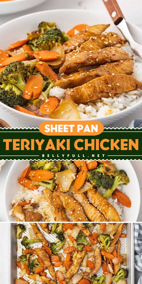 Enjoy a hassle-free meal with Sheet Pan Teriyaki Chicken! This healthy dinner option is a simple sheet pan recipe for an all in one meal. Delicious, healthy, dairy free, gluten free, and freezer friendly. Clean up is easy, so try this chicken dish tonight! Simple Healthy Sheet Pan Meals, Sheet Pan Chicken Marinade, Weight Watcher Sheet Pan Dinners, Sheet Pan Chicken And Broccoli Recipes, Chicken And Brussel Sprouts Sheet Pan, Sheet Pan Stir Fry Chicken, Chicken Sheetpan Dinner Recipes, Heart Healthy Sheet Pan Recipes, Sheet Pan Hibachi Chicken