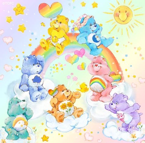 Bedtime Bear, Care Bears Vintage, Kidcore Aesthetic, Care Bears Cousins, Tout Rose, Strawberry Cow, Fairy Floss, Bear Family, 80s Cartoons