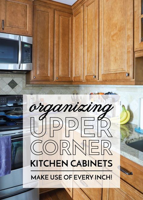 Corner Cupboard Kitchen Upper Cabinets, Corner Drawer Organization, Wasted Cabinet Space Corner Cupboard, Upper Corner Kitchen Cabinet Solutions, How To Organize Upper Corner Kitchen Cabinet, Corner Cabinet Shelf Ideas, What To Store In Corner Cabinets, Corner Upper Cabinet Organization, U Shaped Kitchen Organization