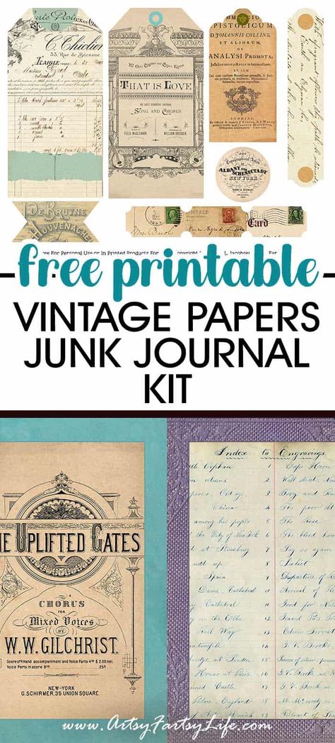 Looking for free junk journal printables that you can use in your paper crafts? These fun vintage papers ephemera will give you a great background for your junk journals, art journaling and scrapbooking! Tags For Scrapbooking, Junk Journal Printables Free Graphics, Printable Junk Journal Pages Free, Junk Art Journal, Junk Journal Ephemera Free Printable, Junk Journal Pockets And Tucks Templates, Free Printable Junk Journal Kits, Printable Scrapbook Paper Free Prints, Vintage Journal Ideas Free Printables