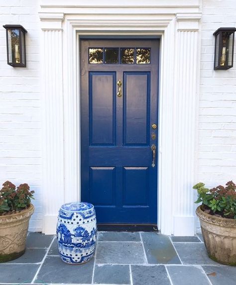 32 BEST FRONT DOOR PAINT COLOR IDEAS Blue Doors Front Entrance Paint Colors, Front Door Paint, Glass Storm Doors, Best Front Doors, Rent House, Blue Front Door, Orange Door, Door Paint, Beautiful Front Doors