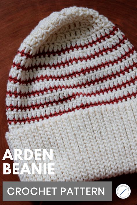 A crochet beanie worked in brown and white stripes Crochet Stripe Scarf, Advanced Crochet Stitches, Beanie Pattern Free, Easy Crochet Hat Patterns, Crochet Beanie Pattern Free, Beanie Crochet Pattern, Ribbed Crochet, Easy Crochet Hat, Basket Crochet